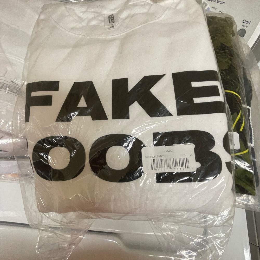FAKE BOOBS LIZZO WHITE HOODIE